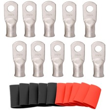 10pcs 2 AWG - 5/16'' Tinned Copper Cable Lugs Wire Lugs UL Listed 2 Gauge Rin...