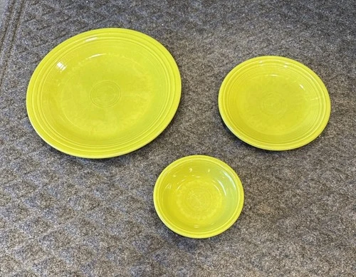 Set Of 3 Fiestaware Lemongrass Lime Green Luncheon Salad Plate Saucier 🔥