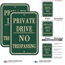 2 Pack Private Drive No Trespassing Signs 12 x 18 Inches Private Drive Sign N...