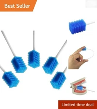 Comfortable & Gentle Blue Oral Care Swabs - 100 Individually Wrapped, Latex-Free