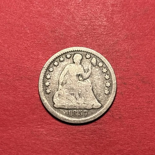 (1) Beautiful Antique 1857-P Seated Liberty Half Dime CHOICE G-GOOD NICE FILLER