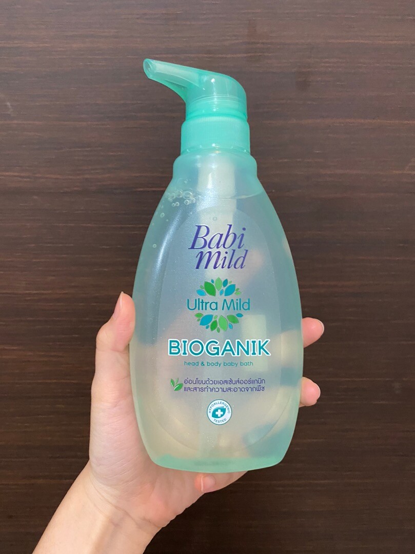 Babi Mild Ultra Mild Bioganik Head & Body Baby Bath Shower Gel 380 Ml