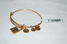 Alex and Ani LOCK  Gold Expandable Bangle Bracelet