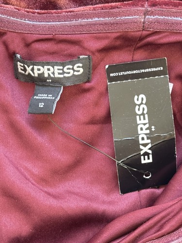 EXPRESS Velvet Strapless Bustier Jumpsuit Evening Wear Burgundy Pink Pockets 12 - Picture 7 of 10