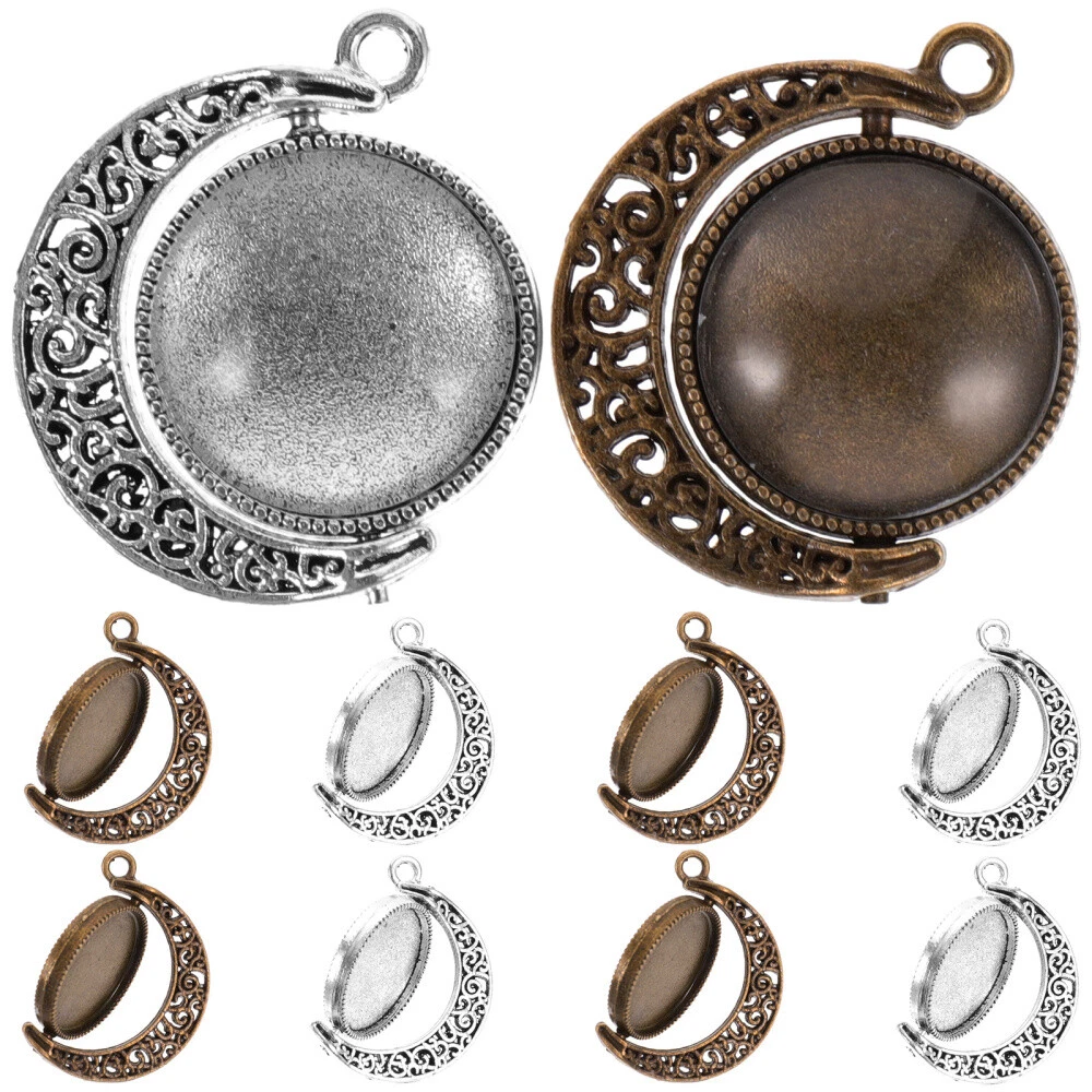 Alloy Bezel Trays Pendant Tray with Glass Cabochons Bezels For Jewelry  Making