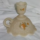 Vintage Fenton Hand Painted Basket Weave Candleholder Signed Pam Miller