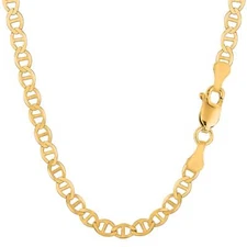 14k Yellow Real Gold Mariner Link Chain Necklace, 5.5 mm, 30"
