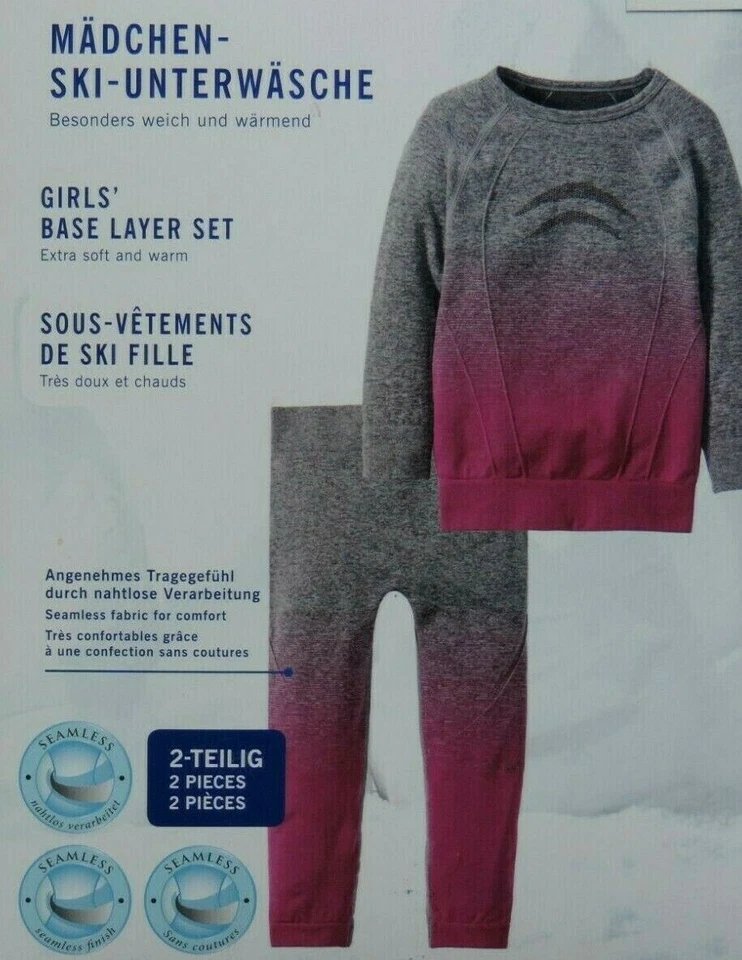 LUPILU Mädchen Ski Unterwäsche 2-tlg. Kinder Winterunterwäsche Unterhemd Unterhose NEU