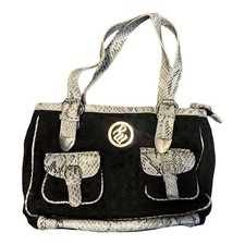 Rocawear Black And Snakeskin Double Strap Satchel Shoulder Bag