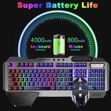 Combo teclado y rat n inal mbricos para juegos con retroiluminaci n LED arco ris