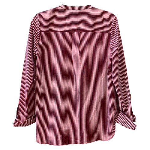 CABI Franklin Split V-Neck Long Sleeve Tunic Red White Blue Stripe Womens Small - Picture 3 of 9