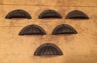 0184-0034 Details about   Antique Seashell Cast Iron Cup Shaped Cabinet Handles Set of Six 