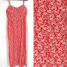 Lily Rose Women's Floral Smocked Molded Cup Sun Tank Maxi Dress Red XXL 2X