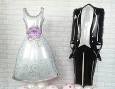 Bride & Groom Wedding Dress and Tuxedo Wedding Foil Balloons  - Size 108cm