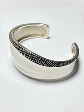 Vintage Michael Dawkins 925 Sterling Silver Starry Night Wave Cuff Bracelet 50 g