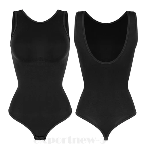 Women Crew Neck Full Body Shaper Slimming Firm Control Tummy Bodysuit Shapewear - Picture 19 of 33
