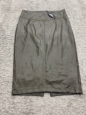 Express Faux Leather Skirt Women Small Olive Green Pleated