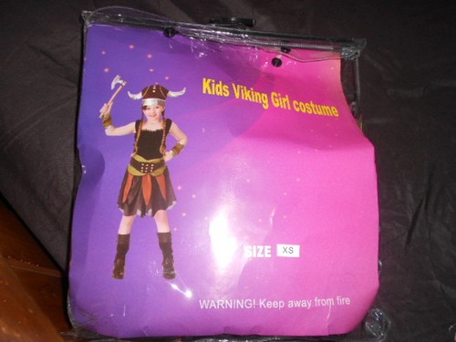 Complete Vikings Fancy Girl Dress Costume never worn sz xs black/orange/green - Picture 4 of 5