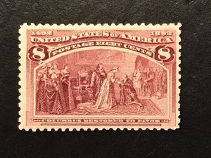US STAMP #236 1893  8 CENT "COLUMBUS RESTORED TO FAVOR" MNH OG SEE IMAGES!!