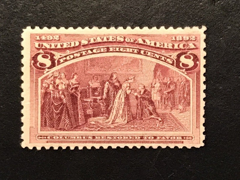 US STAMP #236 1893  8 CENT "COLUMBUS RESTORED TO FAVOR" MNH OG SEE IMAGES!!