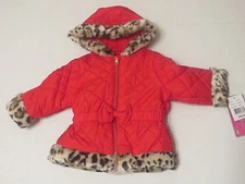 NWT Girls Amy Byer Pistachio Quilted Bow Jacket Winter Coat SZ 5/6 6/6X Red