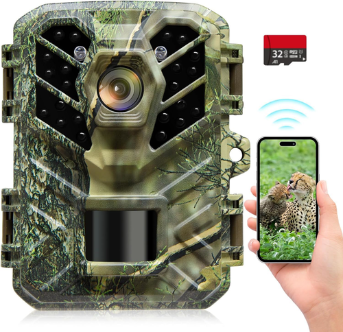 Coolifepro Trail Kamera WiFi Bluetooth mit App, 32MP 1080P Wildkamera mit