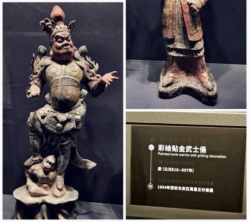 H01 Ancient Pottery tomb Guardian Lokapala's head of Tang Dynasty. 唐代镇墓天王俑头 - Picture 7 of 8
