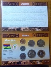 2000 2007 2009 MAURITIUS - BU TYPE  SET (7) w/ BI-METAL - LITTLETON CARD w/ COA