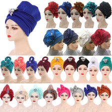 African Women Aso Oke Auto Gele Headtie Head Wrap Nigerian Turban Hat Bonnet