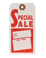 1000 Store Merchandise Red White Special Sale Tag No String 21/2''X43/4" S9412