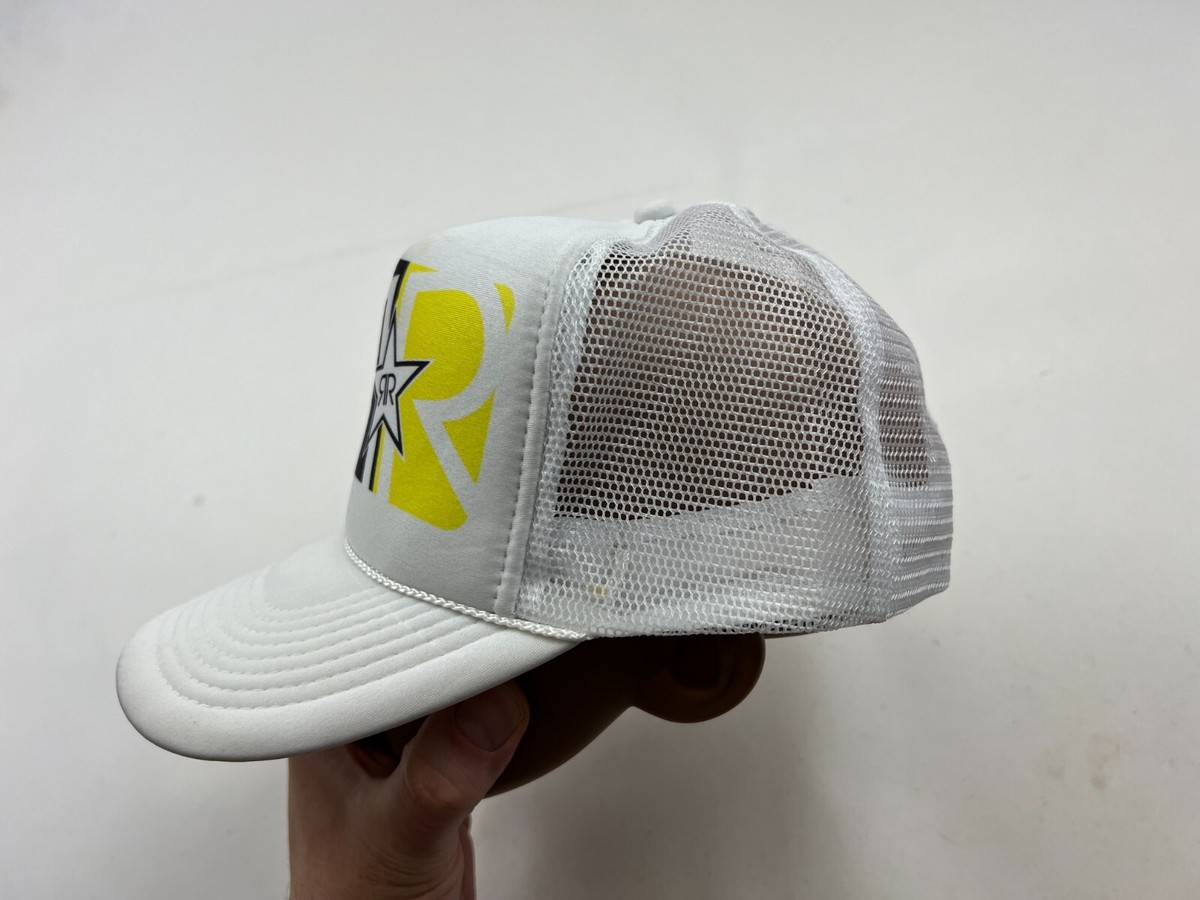 White Hat Cap Strapback White Black Trucker Adjustable Rock  display picture 2