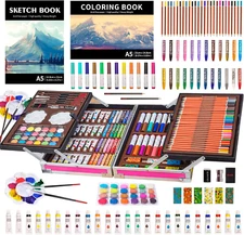 KINSPORY Art Supplies, 139 Pack Painting Coloring Drawing Art Kit with 2 Sketch 