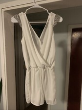 Charlotte Russe Romper Women’s Size Small. White With Beaded Shoulder