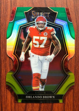 2022 Select Premier Die Cut Green Yellow Prizm Holo ORLANDO BROWN #151 KC Chiefs