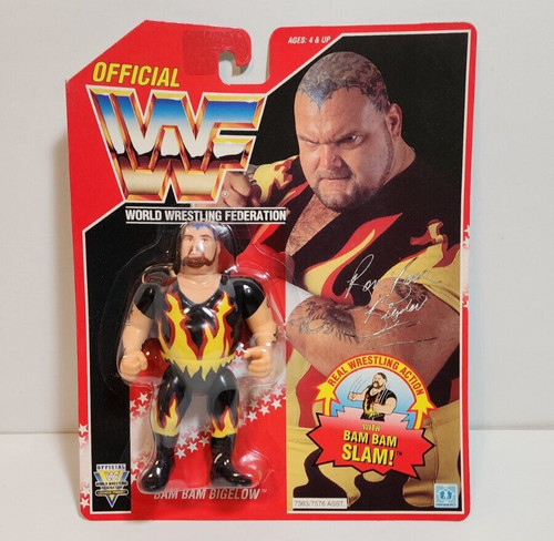 WWF BAM BAM BIGELOW ACTION FIGURE RED CARD HASBRO ...