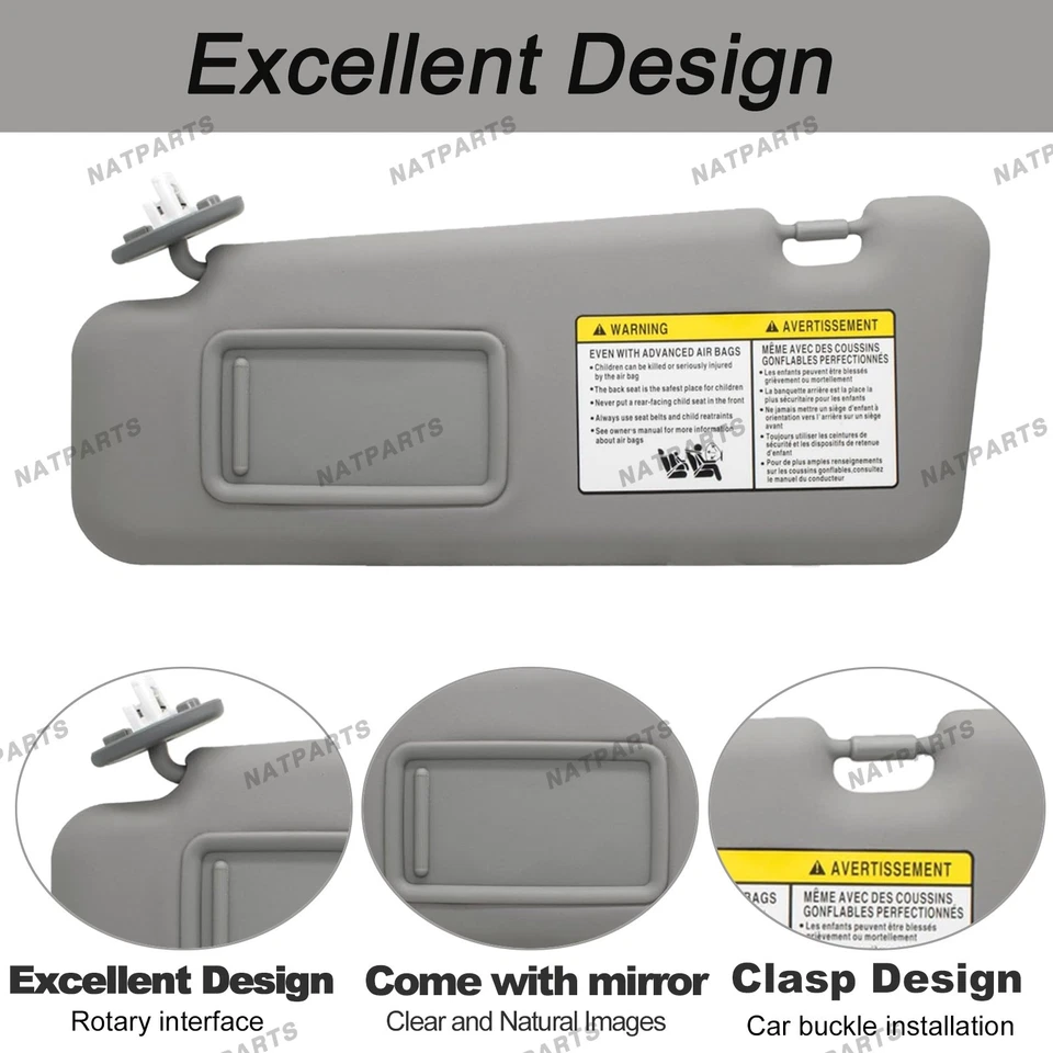 Pair Side Sun Visor w/ Light for 2008-2013 ToyotaHighlander74320-48500-B0 - Image 3 of 4