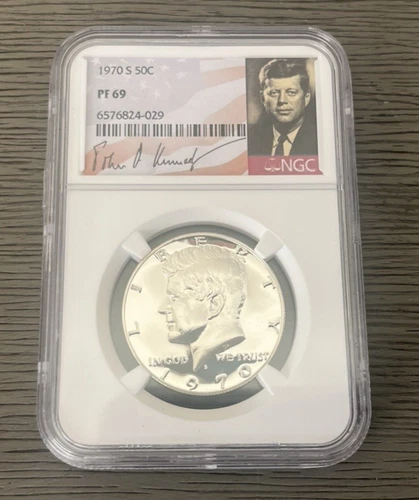 1970 S Fifty Cent 50c PF69 Ultra Cameo 40% Silver Kennedy Portrait NGC Coin