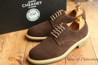 Joseph Cheaney Medway braune Wildleder-Derby-Schnürschuhe UK 8 F US 9 neu