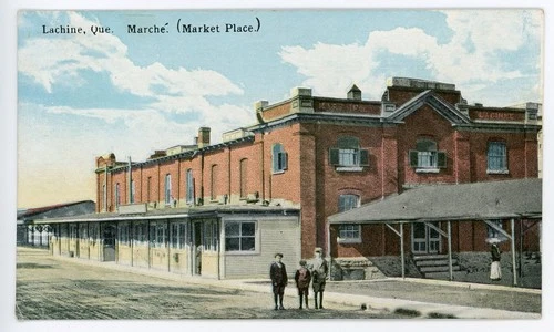 Marché LACHINE Market Place Montreal Quebec 1920-30s International Post Card Co.