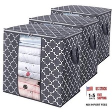 3 Pack/100L Large Blanket Clothes Storage Bags - Authentic Grey