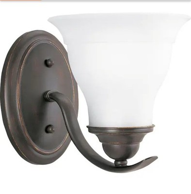 Progress Lighting Trinity 1-Light Antique Bronze Etched Glass Vanity Light