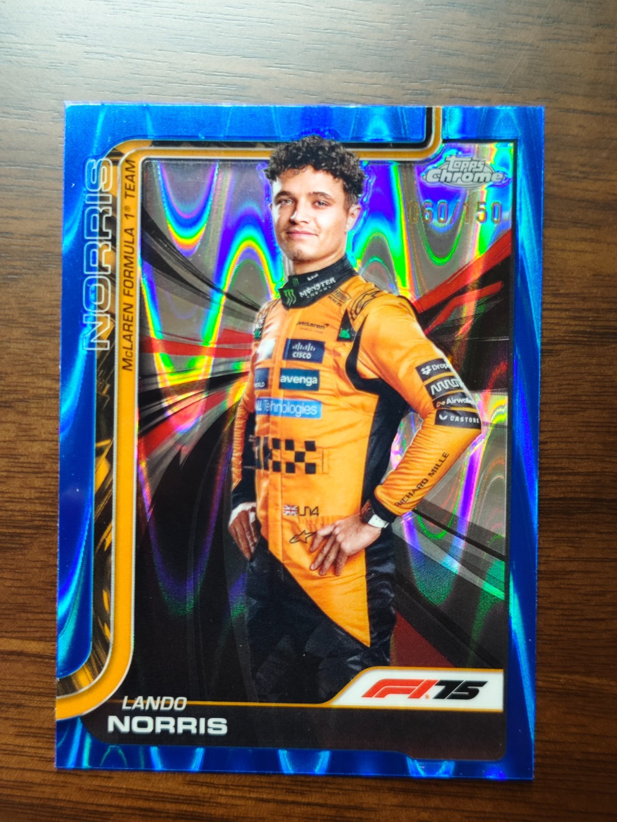2025 Topps Chrome F1 Formula 1 Lando Norris Portrait Blue Refractor 060/150 view 1