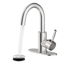 Bathroom Faucet Single Hole with Pop-Up Drain Hose for Kitchen Bar Sink - Easy