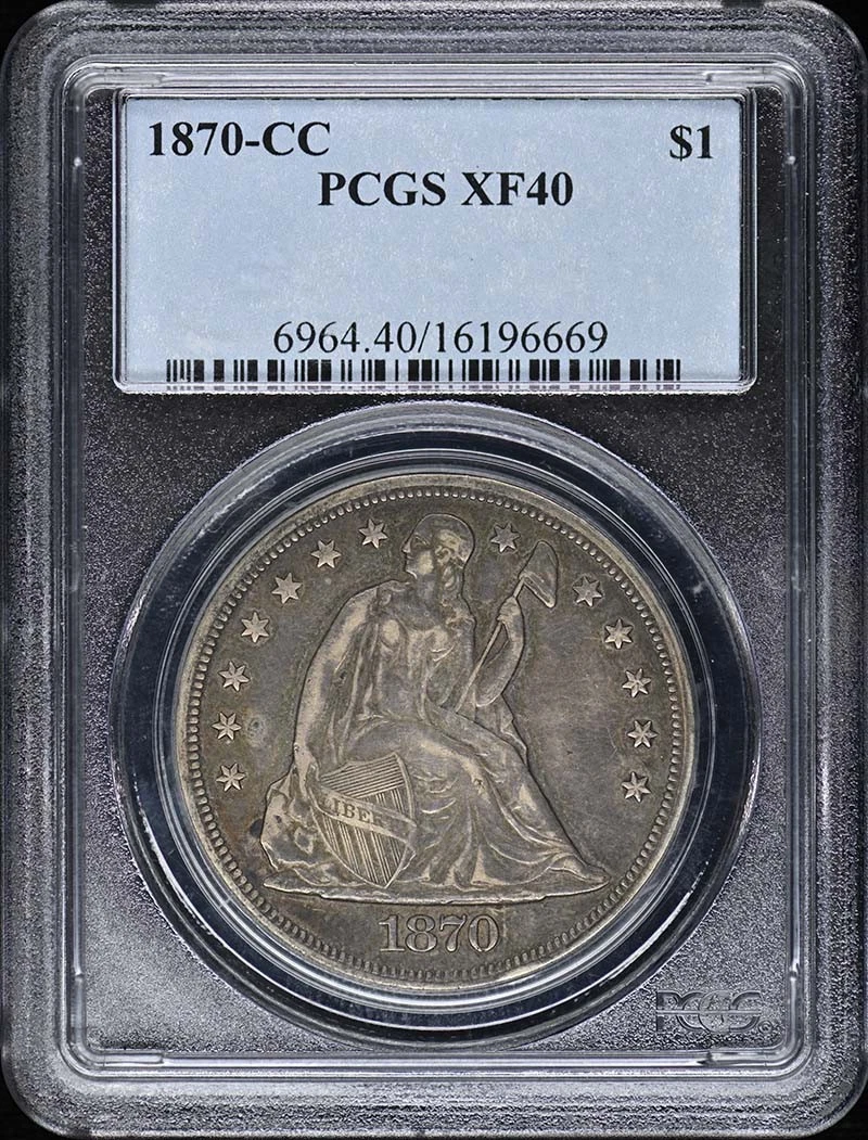 1870-CC $1 Liberty Seated Dollar PCGS XF40