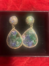 HEIDI DAUS Abalone Crystal Pierced Statement Earrings