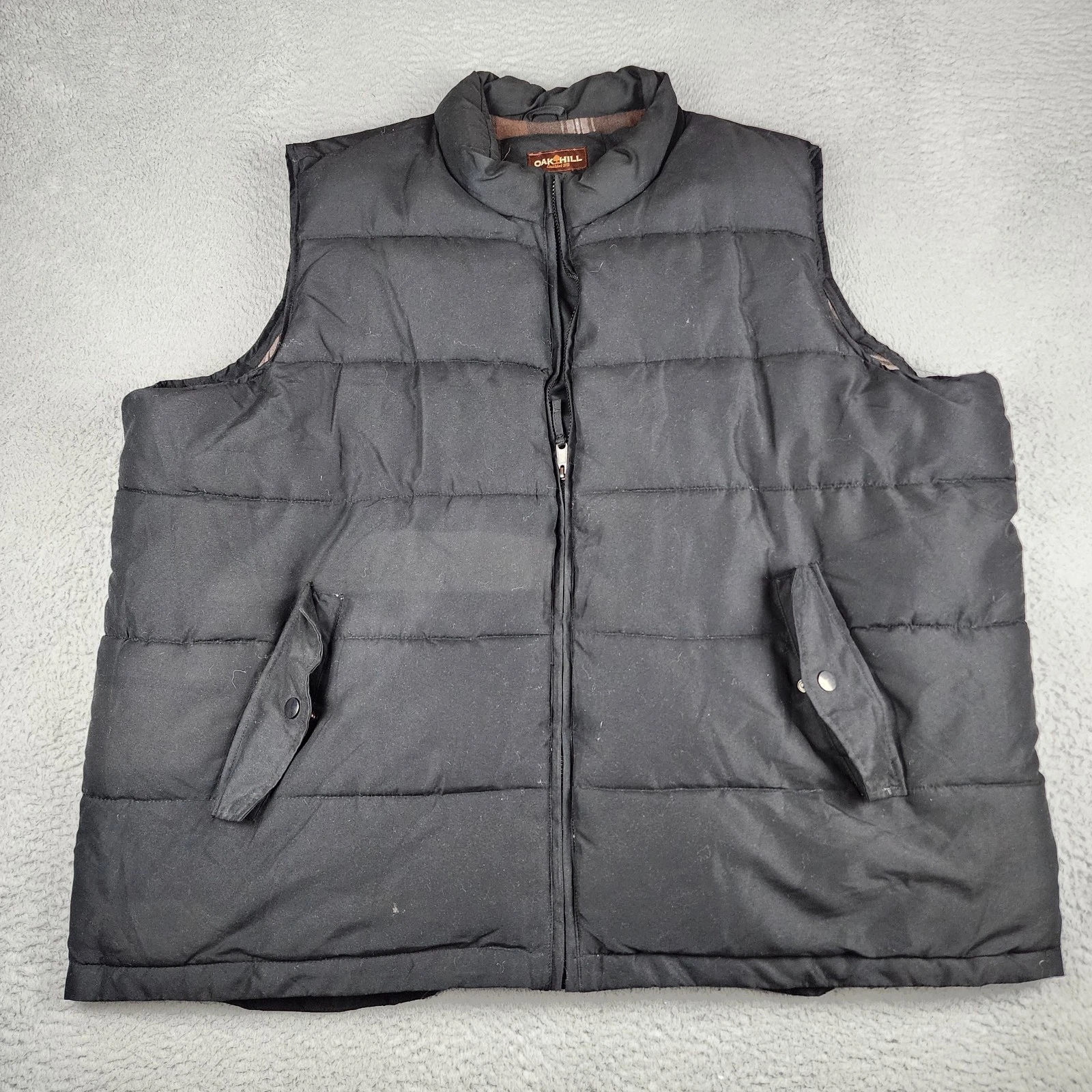Oak Hill Vest Mens 3XL Black Flannel Lined Full Zip Work Wear Outdoors