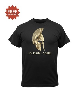 Rothco 61160 ''Molon Labe  Spartan Black Short Sleeve T-Shirt - Size L - NWT