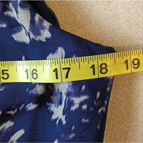 DKNY Dress Size 10 Elegant Navy Blue Floral Dress Sheer Overlay with Under Slip - Picture 9 of 14