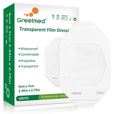 Greetmed Transparent Film Dressing 100 Packs 2.4'' x x 2.7'' 100pcs