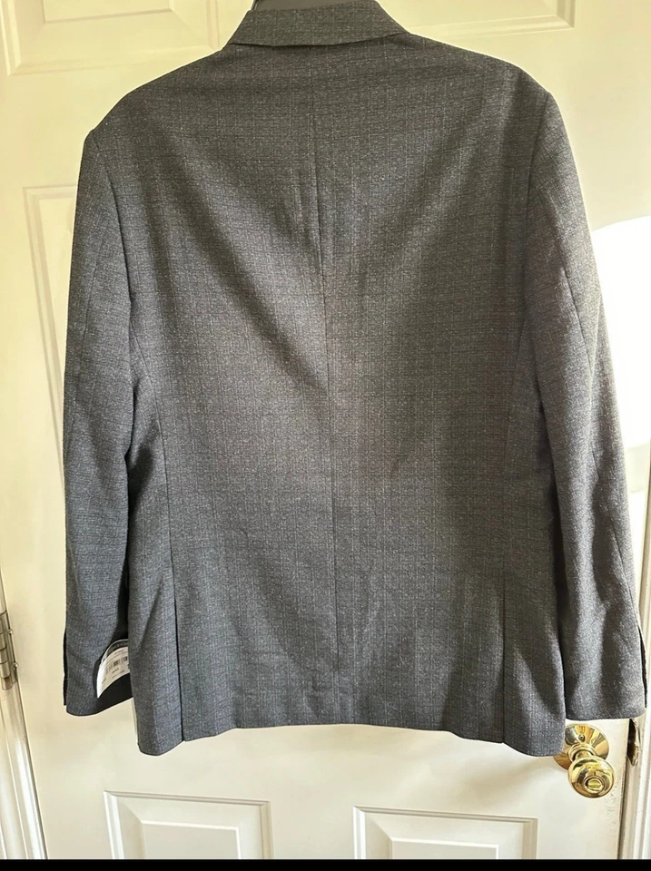 Vince Camuto Mens Slim Fit Sport Coat, Charcoal Gray Plaid, 40R, NWT - Image 2 of 3
